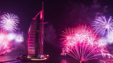 عروض الألعاب النارية في برج العرب The Palm احتفالاً برأس السنة 2019
