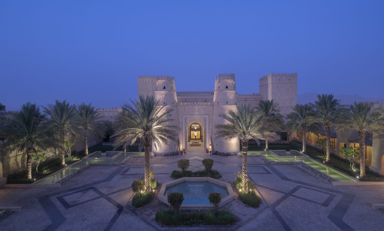 Qasr Al Sarab Desert Resort by Anantara Exterior View Courtyard enrance Twilight