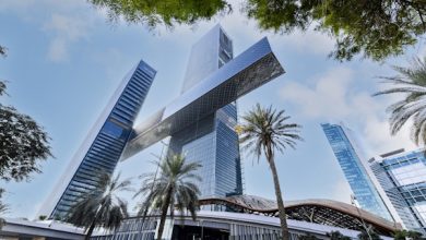 upward-view-of-one-zaabeel-showing-the-two-towers-the-podium-and-the-link