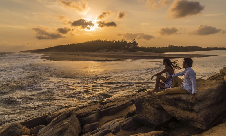 Shangri-La’s Hambantota Golf Resort & Spa Godawaya sunset with couple A