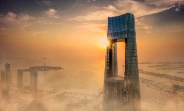Aerial Sunset Exterior – Ciel Dubai Marina